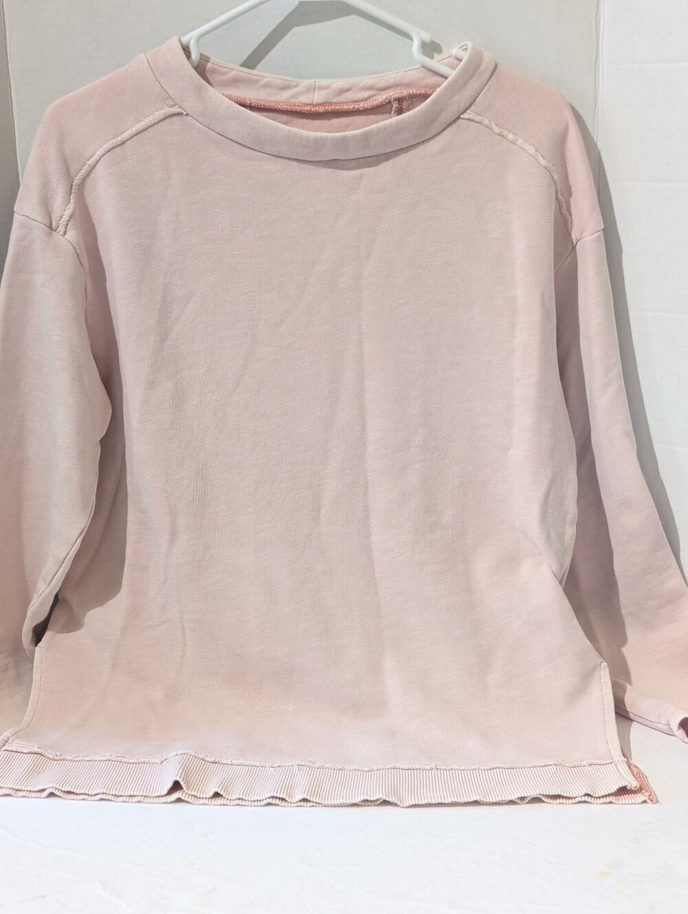 Pilcro Anthropologie 100% Cotton Sweatshirt S Blush Pink Raw Seam Pullover